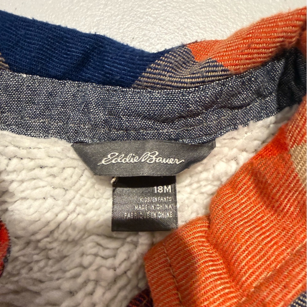 Eddie Bauer Orange and Navy Sherpa-Lined Baby Jacket + Pants set - Picture 4 of 8